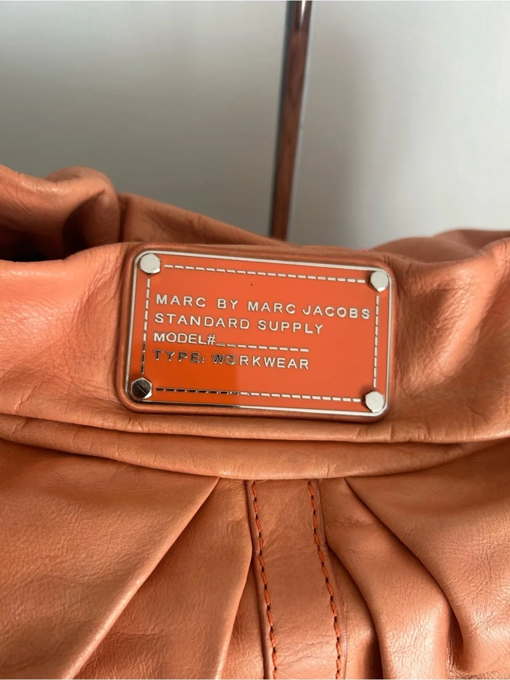 Vintage Y2K Marc Jacobs Orange Leather Slouchy Hobo Shoulder Bag